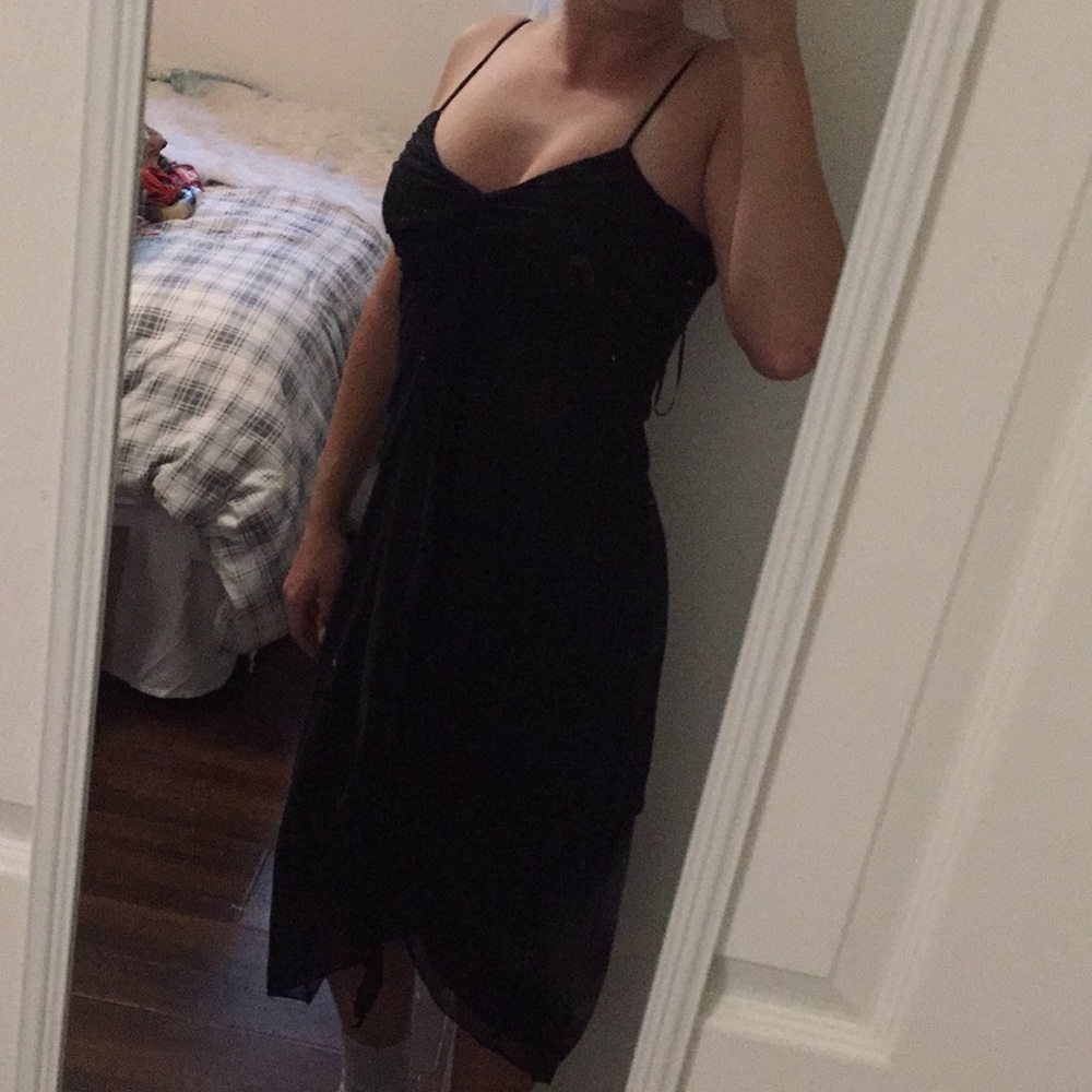 Glittery little black dress